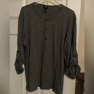 Men’s H&M long sleeve Henley shirt, size XL, Grey
